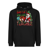 Black Santa's Favorite Teacher Heavyweight Hoodie - BundleAndBundleShop