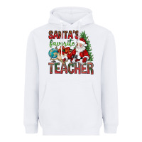 White Santa's Favorite Teacher Heavyweight Hoodie - BundleAndBundleShop