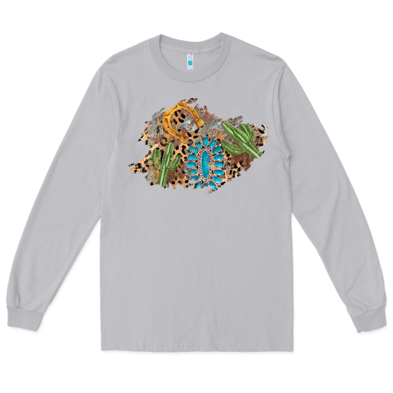 Horseshoe Leopard Gemstone Cactus Patch Long Sleeve Tee by AdoDesignShop | Teevron