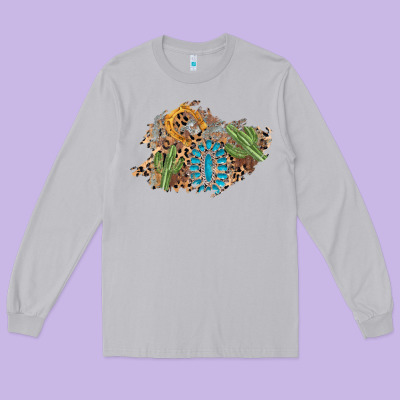 Horseshoe Leopard Gemstone Cactus Patch Long Sleeve Tee Designed By Adodesignshop