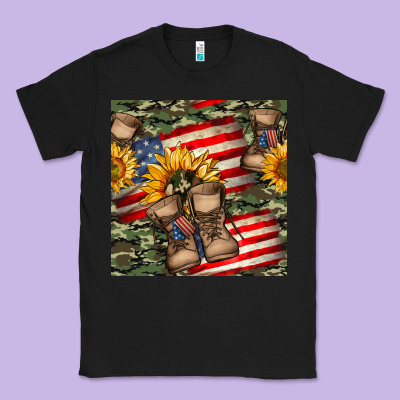 Usa Flag With Army Boot Seamless Pattern Classic Tee Designed By Bundleandbundleshop