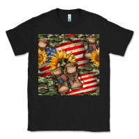Black usa flag with army boot seamless pattern Classic Tee - BundleAndBundleShop