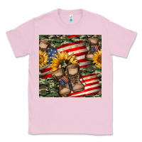 Bubblegum Pink usa flag with army boot seamless pattern Classic Tee - BundleAndBundleShop