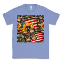 Colony Blue usa flag with army boot seamless pattern Classic Tee - BundleAndBundleShop