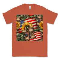 Copper usa flag with army boot seamless pattern Classic Tee - BundleAndBundleShop