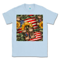 Dusty Blue usa flag with army boot seamless pattern Classic Tee - BundleAndBundleShop