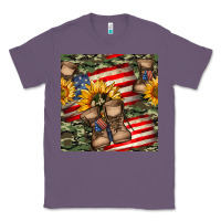 Lavender usa flag with army boot seamless pattern Classic Tee - BundleAndBundleShop