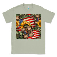 Matcha usa flag with army boot seamless pattern Classic Tee - BundleAndBundleShop