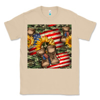 Mushroom usa flag with army boot seamless pattern Classic Tee - BundleAndBundleShop