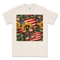 Natural usa flag with army boot seamless pattern Classic Tee - BundleAndBundleShop