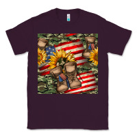 Plum usa flag with army boot seamless pattern Classic Tee - BundleAndBundleShop