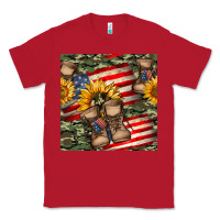 Red usa flag with army boot seamless pattern Classic Tee - BundleAndBundleShop