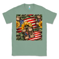 Sage usa flag with army boot seamless pattern Classic Tee - BundleAndBundleShop