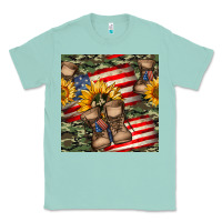 Seafoam usa flag with army boot seamless pattern Classic Tee - BundleAndBundleShop