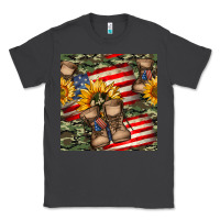 Smoke usa flag with army boot seamless pattern Classic Tee - BundleAndBundleShop