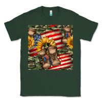 Sports Green usa flag with army boot seamless pattern Classic Tee - BundleAndBundleShop