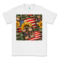 White usa flag with army boot seamless pattern Classic Tee - BundleAndBundleShop