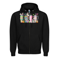 Black retro groovy easter Zipper Hoodie - MaliasSmallBusiness