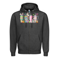 Charcoal Heather retro groovy easter Zipper Hoodie - MaliasSmallBusiness