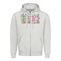 Dove Grey retro groovy easter Zipper Hoodie - MaliasSmallBusiness