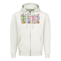 Oatmeal Heather retro groovy easter Zipper Hoodie - MaliasSmallBusiness