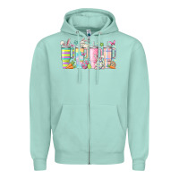 Seafoam retro groovy easter Zipper Hoodie - MaliasSmallBusiness