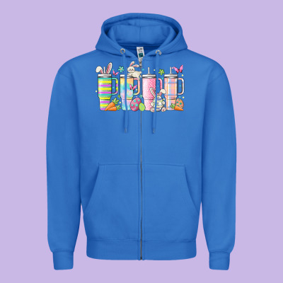 Retro Groovy Easter Zipper Hoodie Designed By Maliassmallbusiness
