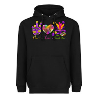 Black Peace Love Mardi Gras Heavyweight Hoodie - BundleAndBundleShop
