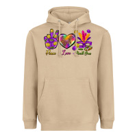 Mushroom Peace Love Mardi Gras Heavyweight Hoodie - BundleAndBundleShop
