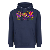 Navy Peace Love Mardi Gras Heavyweight Hoodie - BundleAndBundleShop