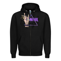 Black nail hustler Zipper Hoodie - MaliasSmallBusiness