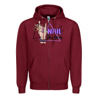 Burgundy nail hustler Zipper Hoodie - MaliasSmallBusiness