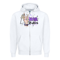 White nail hustler Zipper Hoodie - MaliasSmallBusiness