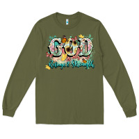 Army Green god is my refugee and strength Long Sleeve Tee - NancyCooperArtShop