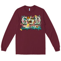 Burgundy god is my refugee and strength Long Sleeve Tee - NancyCooperArtShop