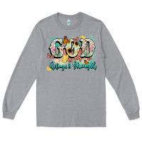 Heather Grey god is my refugee and strength Long Sleeve Tee - NancyCooperArtShop