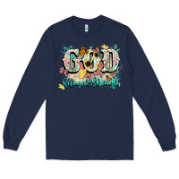 Navy god is my refugee and strength Long Sleeve Tee - NancyCooperArtShop
