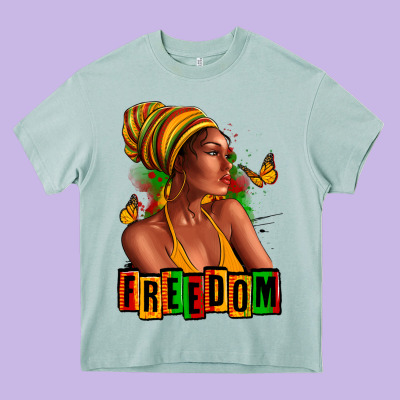 Heavy Core Tee Juneteenth freedom afro woman