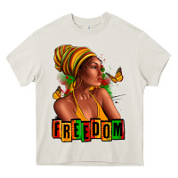 Cream Juneteenth freedom afro woman Heavy Core Tee - RanaPortraitStore