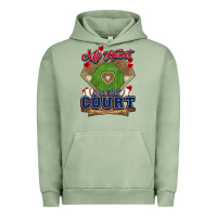 Pigment Oil Green My heart is on that court Baseball Urban Hoodie - HowdyJamesFarm