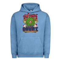 Pigment Pebble Blue My heart is on that court Baseball Urban Hoodie - HowdyJamesFarm