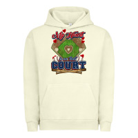 Pigment Pistachio My heart is on that court Baseball Urban Hoodie - HowdyJamesFarm