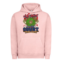 Pigment Salmon My heart is on that court Baseball Urban Hoodie - HowdyJamesFarm