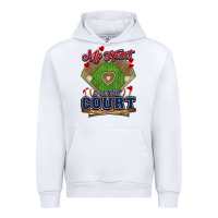 White My heart is on that court Baseball Urban Hoodie - HowdyJamesFarm
