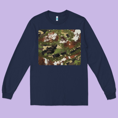 Black And Brown Cowhide Camouflage Long Sleeve Tee Designed By Barkaloodesign