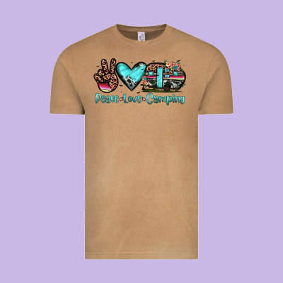 Peace Love Camping Vintage Tee Designed By Jahusdesignshop