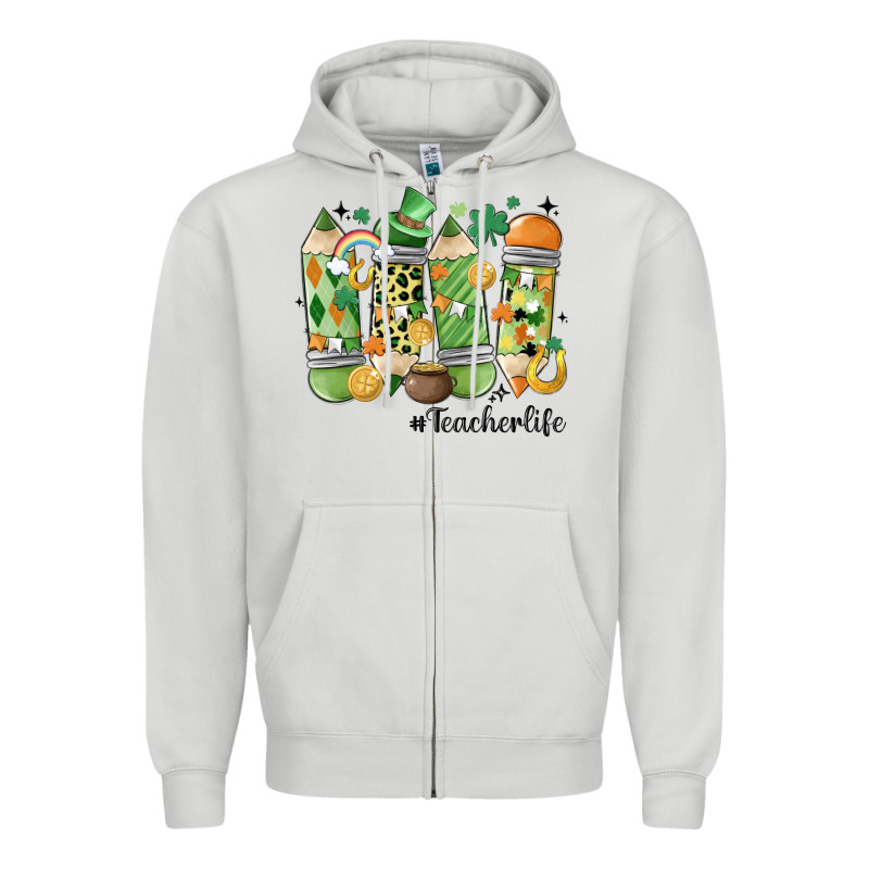 Retro Patricks Day Teacher Life Zipper Hoodie by MaliasSmallBusiness | Teevron