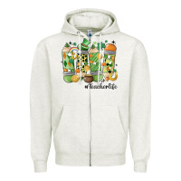 Oatmeal Heather retro patricks day teacher life Zipper Hoodie - MaliasSmallBusiness