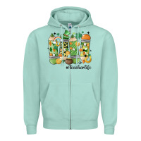 Seafoam retro patricks day teacher life Zipper Hoodie - MaliasSmallBusiness