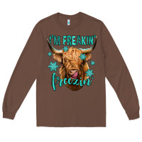 Chestnut i'm freakin freezin long haired cow Long Sleeve Tee - Jasminsmagicworld
